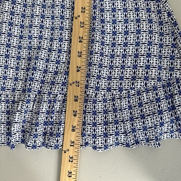 Tularosa x Revolve Ruffle Mini Dress Blue White Size S Surplice Long Sleeve - Picture 10 of 11